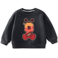 BoBDoG巴布豆儿童卫衣春秋款宝宝衣服打底衫中小童舒适亲肤百搭上衣外穿童装 黑 棕熊巴布 130