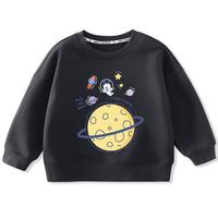 BoBDoG巴布豆儿童卫衣春秋款宝宝衣服打底衫中小童舒适亲肤百搭上衣外穿童装 黑 探索巴布 100