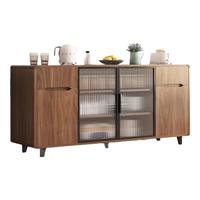 第一森林(First Forest)实木餐边柜客厅靠墙储物柜一体置物茶水柜餐柜厨房备餐柜家用边柜 【实木框】胡桃木色 120*42*88cm 组装(自行组装)