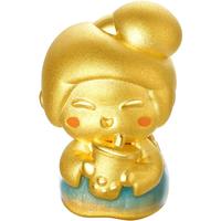 周六福 ZHOU LIU FU黄金转运珠女款西安博物馆5D硬金珐琅侍女俑串珠 定价 奶茶-0.88g