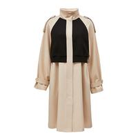 【防风保暖】休闲舒适拼接直筒中长长袖风衣外套女