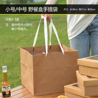 倍享 野餐盒子一次性餐盒露营户外春游郊游便当寿司网红牛皮纸打包盒