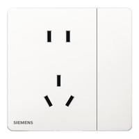 西门子(SIEMENS)开关插座面板 10A五孔带单控开关 纤薄无框暗装插座 驭彩奶油白