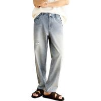 森马（Semir）牛仔裤男破洞裤复古潮流锥形裤2025夏季长裤九分裤子109325124102 牛仔黄泥染80325 27