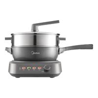 美的（Midea）分体式电炒锅电蒸锅电煮锅电火锅家用插电锅一体多功能锅不粘锅一体炒菜锅大容量0氟钛陶涂层 4.3L 【轻量化设计】