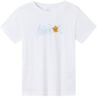 NIKE 耐克童装男女童圆领短袖T恤23夏季卡通印花LOGO儿童运动休闲上衣 纯白色 110 /52 【身高98-104cm】