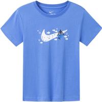 NIKE 耐克童装男女童圆领短袖T恤23夏季卡通印花LOGO儿童运动休闲上衣 苔藓蓝 110 /56 【身高104-110cm】