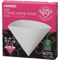 HARIO 咖啡滤纸V60系列滴漏式过滤纸袋原木漂白手冲滤纸日本 1-4人份盒装漂白40枚