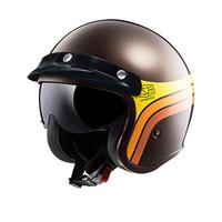 LS2复古头盔摩托车骑行头盔四分之三盔男巡航美式四季盔of599 金棕/黄和谐 3XL(61-62头围）