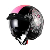 LS2复古头盔摩托车骑行头盔四分之三盔男巡航美式四季盔of599 粉红/死亡神圣 4XL(63-64头围)