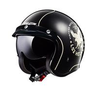 LS2复古头盔摩托车骑行头盔四分之三盔男巡航美式四季盔of599 黑雄鹰 3XL(61-62头围)