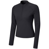 Keep 长袖T恤瑜伽运动休闲衣户外跑步修身半拉链抗寒训练服12636 经典黑 M