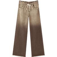 乐町 工装渐变牛仔宽松时尚阔腿裤女牛仔裤