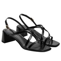 CHARLES&KEITH法式一字带粗跟凉鞋高跟鞋CK1-60280472 Black Box黑色 37 （235）