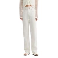 森马 Semir牛仔裤女凉感直筒裤港风夏小个子九分裤白色裤子109324124005 30 本白10101