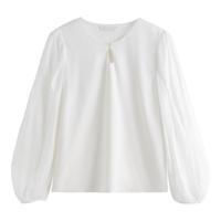 范思蓝恩天丝长袖气质通勤衬衫上衣女2024秋舒适设计感13361 淡黄色 S