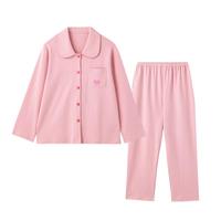 【100%纯棉】睡衣女2025春翻领长袖开衫家居服女套装