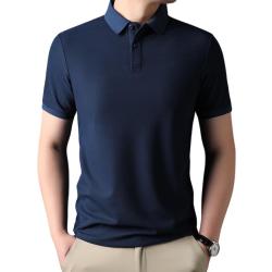 罗蒙 7A抗菌速干短袖POLO衫男翻领中青年夏季商务T恤1836藏青2XL