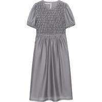 播法式珠光连衣裙女2024夏季设计褶皱长款裙子DDR2LD5782 G20象灰 L