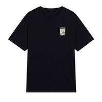 京东京造【凉感速干】短袖男士t恤男印花撞色 shine黑色 XXL 2XL