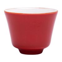 不单典雅胭脂红色功夫茶杯小茶碗品茗杯陶瓷功夫茶杯主人杯个人喝茶杯logo 中斗笠内白