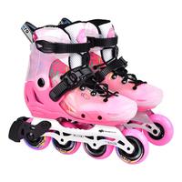 m-cro迈古轮滑鞋溜冰儿童男女初学平花培训专业滑冰鞋micro可调直排S7 S7粉色单鞋 L 37-40码 脚长约24-27cm