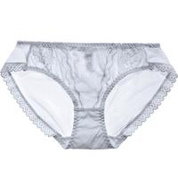 夏娃秘语内裤女纯棉档里布轻薄透气舒适亲肤中腰性感蕾丝女士三角内裤 银灰色(E037) L