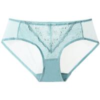 夏娃秘语 EVE‘S WHISPER内裤女纯棉档里布轻薄透气舒适亲肤中腰性感蕾丝女士三角内裤 湖水蓝色(E081) L