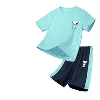 史努比男童速干套装2024儿童冰丝短袖t恤男大童夏季运动服薄