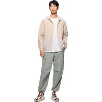 安踏软壳防泼水外套丨大地之壳户外男子梭织运动连帽抗紫外线风衣 (撞色款)原木色/一度灰-1 XL (男180)