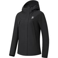 乔丹QIAODAN山神pro三合一冲锋衣女外套夏季季硬壳防风水户外登山服 黑色 XL