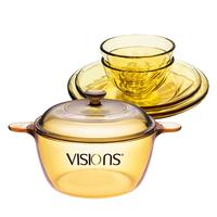 VISIONS康宁1.5L汤锅和4头餐具套装组合 耐热玻璃锅玻璃碗碟套装组合 VS15+4头晶炫餐具