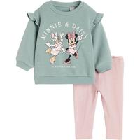 H&M【迪士尼系列】童装女婴套装2件式春季米妮印花卫衣长裤1089774 灰绿色/米妮老鼠 66 66/48