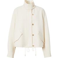 红袖文艺慵懒风衣春季2025女装抽绳落肩立领宽松休闲百搭短外套 米010 S