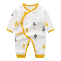 咕乐呀嘟新生儿连体衣春秋婴儿衣服双面蝴蝶衣纯棉无骨长袖爬服 两色兔 59cm 59码