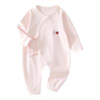 咕乐呀嘟新生儿连体衣春秋婴儿衣服双面蝴蝶衣纯棉无骨长袖爬服 粉苹果 59cm 59码