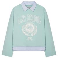 Teenie Weenie小熊卫衣女2025年春夏潮流时尚叠穿假两件卫衣上衣女 薄荷色 L