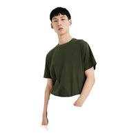 H&M男装女装T恤夏季休闲半袖正肩内搭打底衫简约上衣纯棉短袖0685816 卡其绿 XL 180/116