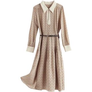 帕罗 100%桑蚕丝 夏季新款气质穿搭复古风印花真丝a字裙子