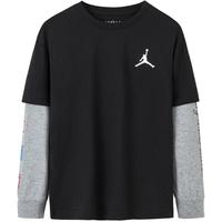 NIKE JORDAN 耐克AJ男童纯棉长袖T恤春秋假两件儿童长T上衣 正黑色 150 /72 【身高140-152cm】