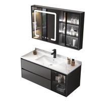 勒臣轻奢卫生间镜柜现代简约洗脸洗手盆一体洗漱台岩板浴室柜组合套装 智能镜子+岩板陶瓷盆80cm