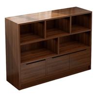 米客米家书柜储物柜一体靠墙置物柜客厅收纳储物柜斗柜卧室床边矮柜格子柜 大杉胡桃色100*20cm