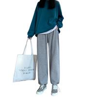 Halo Queen运动裤女秋冬加绒加厚直筒休闲阔腿高腰抽绳束脚卫裤 H129K3276