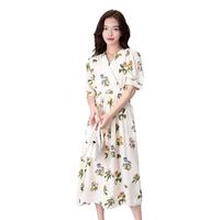 连衣裙女夏季文艺风宽松时尚碎花短袖女式连衣长裙