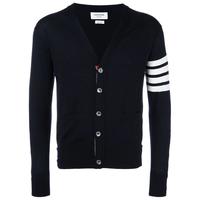 THOM BROWNE 男士四条纹针织羊毛V领开衫薄外套