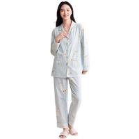 十月结晶月子服夏季薄款透气睡衣产后哺乳期产妇家居服套装雪梨鹅XL码
