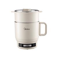 美的（Midea）电煮锅 电火锅 电热锅 分体式环形可折叠 1.6L小电锅 旅行出行 宿舍泡面锅 XZE1625S 配蒸笼