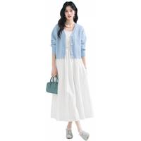 伊芙丽（eifini）【天鹅裙】伊芙丽U领显瘦收腰气质伞摆背心连衣裙女2025春季 本白色小个子版 发 S 80-105斤