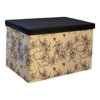 舒柯启德国水墨风印花可水洗无异味衣服收纳箱带盖大号折叠储物整理箱 PP板水墨花（中号）