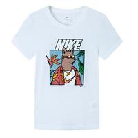 NIKE 耐克大童装男童纯棉舒适短袖T恤夏季儿童针织休闲运动上衣 纯白色 140 /68 【身高128-140cm】